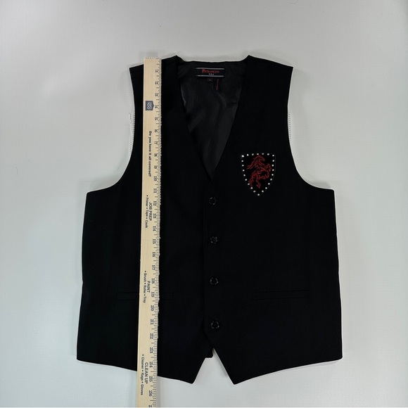 Pannocito Western Embroidered Vest Velvet Crest Rhinestone Black Size M - Picture 10 of 12
